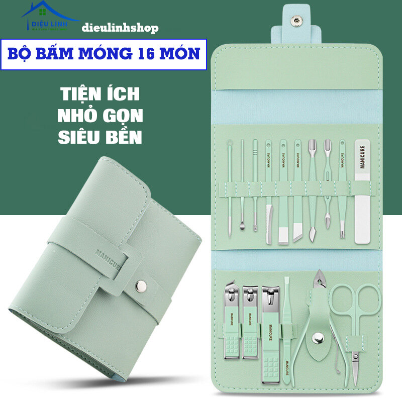  Bộ cắt móng tay 16 món dụng cụ kềm bấm nhặt da nặn mụn dũa nhíp làm đẹp siêu bền dieulinhshop 