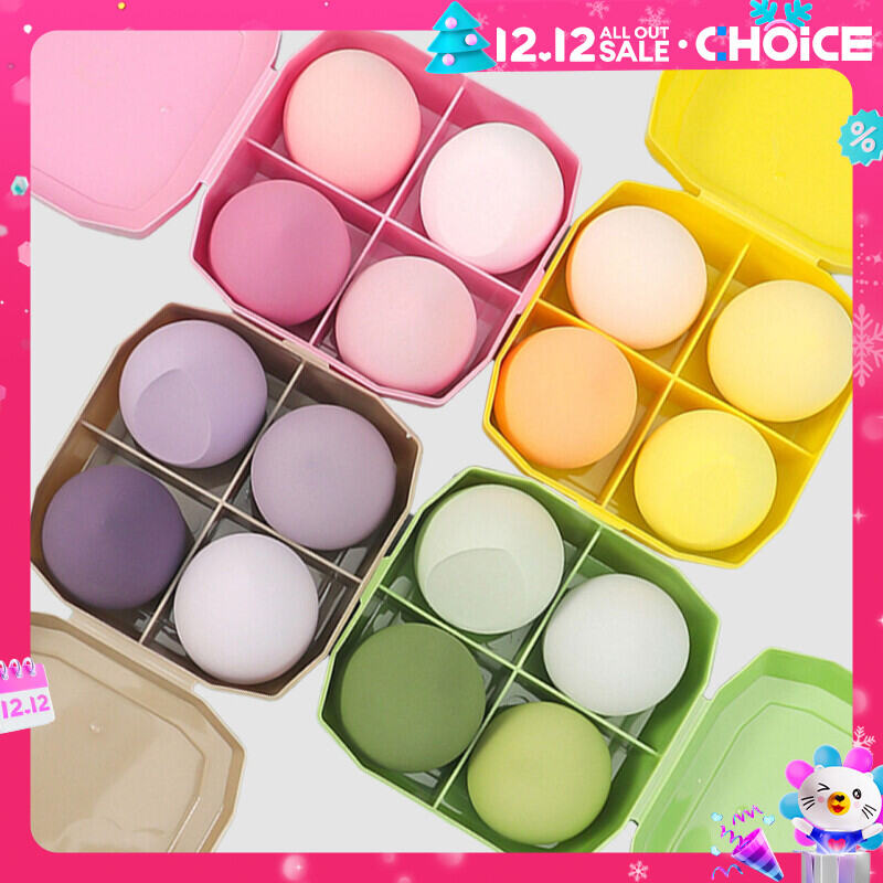 4 chiếc/một bộ Non latex powder puff, water drop gourd, slanted cut powder puff, face wash puff, makeup cotton, beauty egg, makeup egg