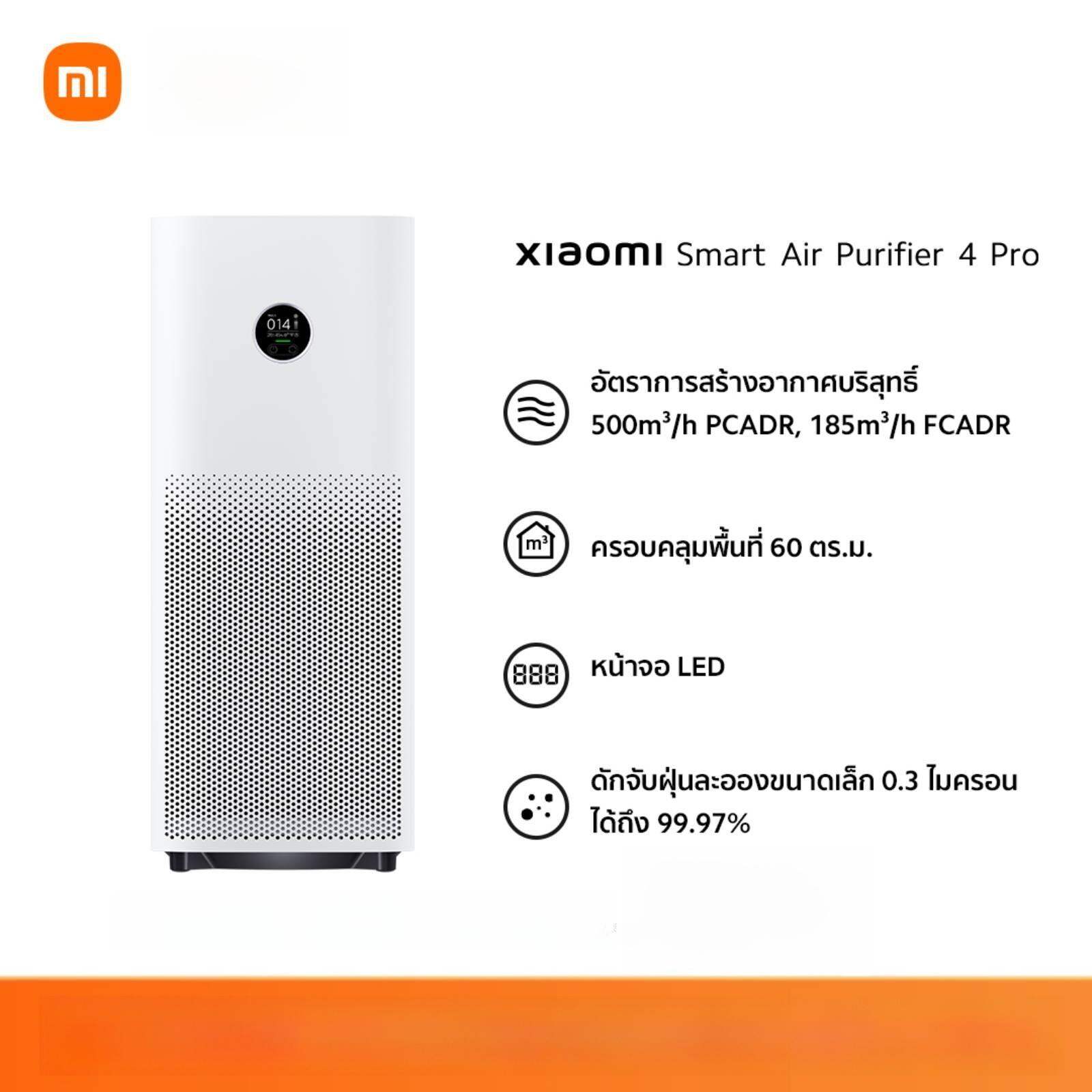 Xiaomi Air Purifier 4 PRO CADR 500m³/h เครื่องฟอกอากาศตัวใหญ่ กรองฝุ่นPM 2.5 Formaldehyde filter กรองฟอร์มาลดีไฮด์ ราคา 7,990 บาท*ส่งฟรี