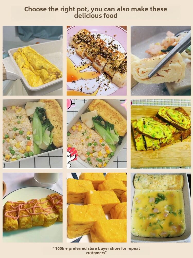 Japanese Style Square Thick Bottom Non-Stick Egg Frying Pan Flat Bottom Pancake Maker Breakfast Egg Fryer Kitchen Cooking Utensil. 