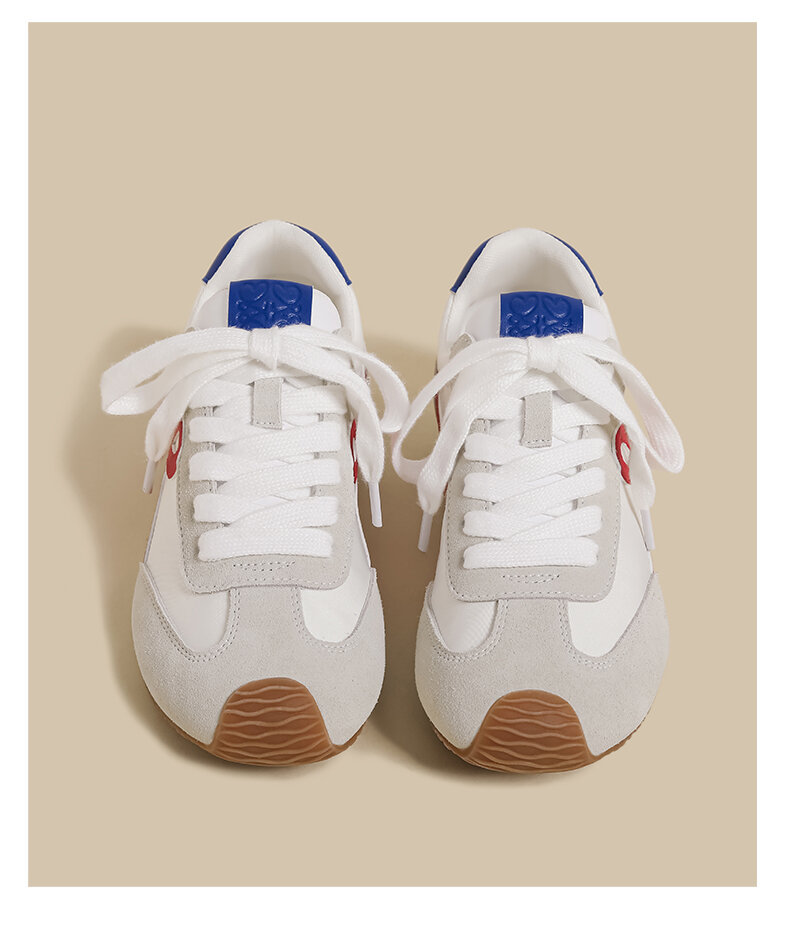 White Sporty Flat Bottom De Xin Women's Shoes Spring Autumn New Style Color Block Retro Dad Casual All-Match Running Shoes · v7