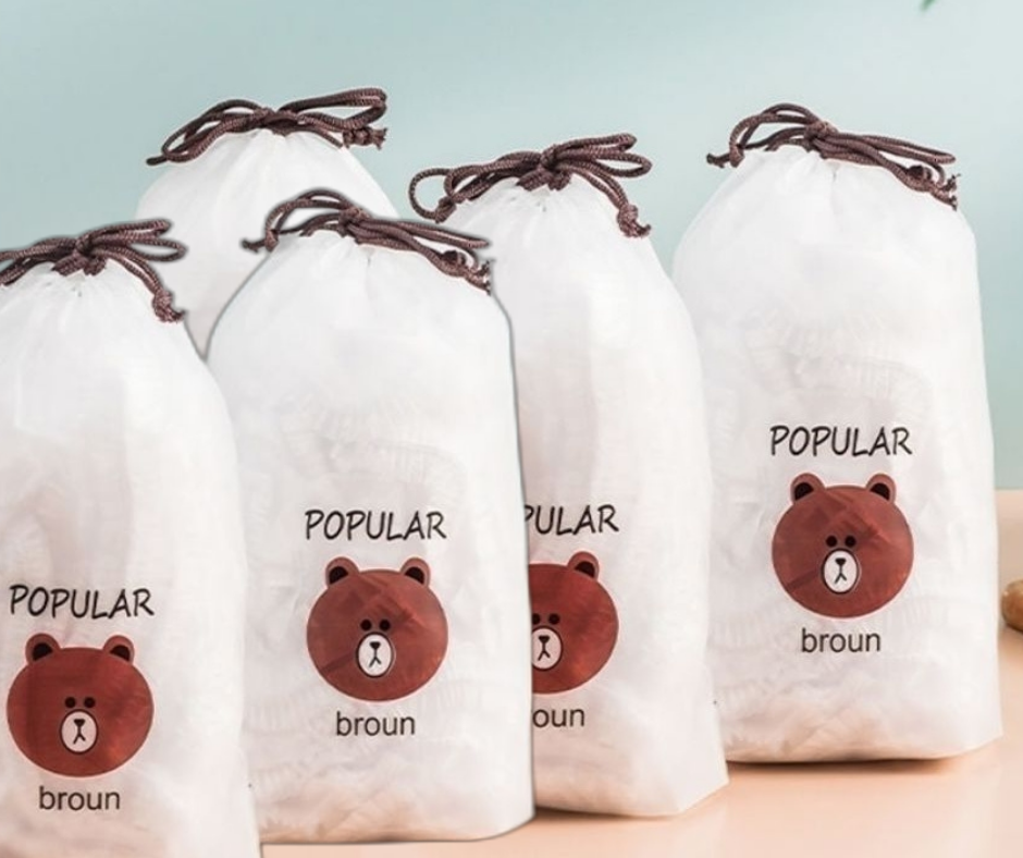 Combo 5 gói - 4 gói - 3 gói Màng Bọc Thực Phẩm An Toàn Set 500 cái [FreeShip], Có Chun Co Dãn Tái Sử Dụng Được Kèm Túi Gấu, giúp chống bụi và côn trùng