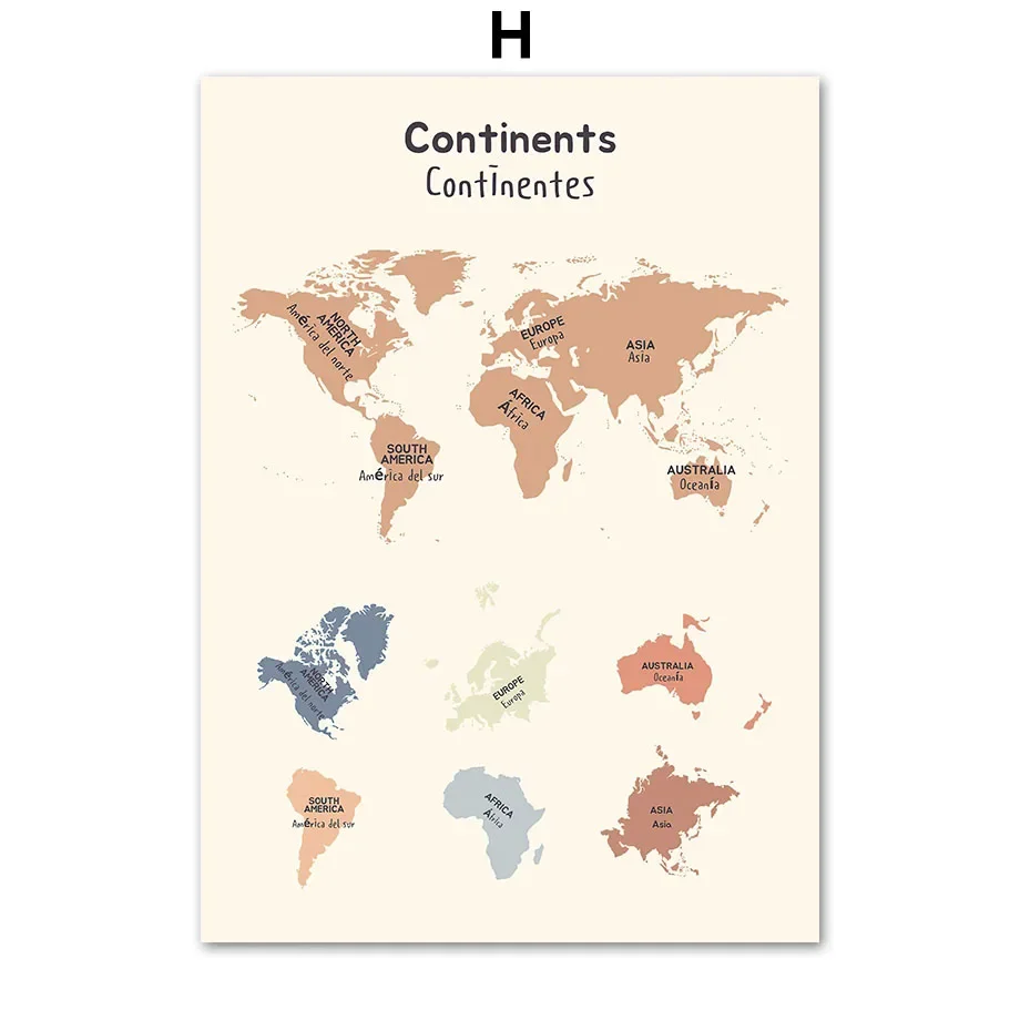 Spanish English Education Weather Solar System Color Shapes Posters And Print Wall Art Canvas Painting Baby Kids Room Home Decor