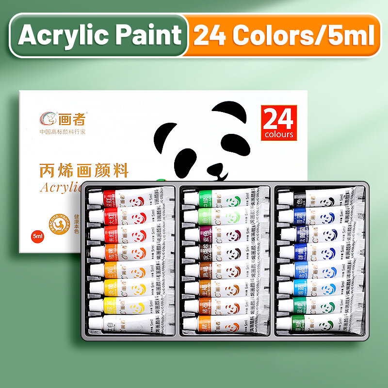 Acrylic Paint Set 12/18/24 Colors 5ml/0.17ozWater-Proof Portable Art Rich Pigments for DlY CraftDrawingPaintingCanvas Rock