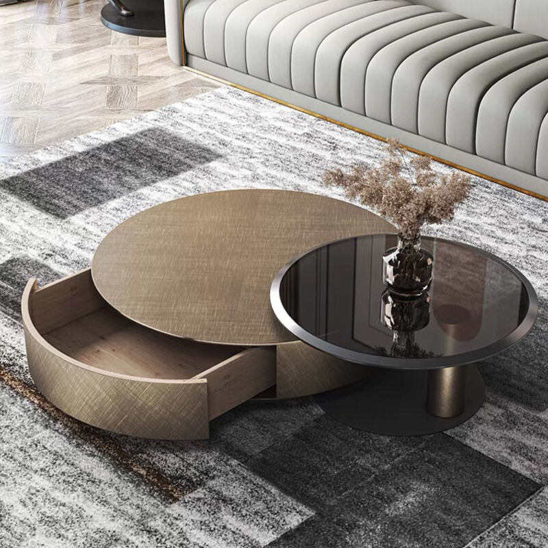 round stainless steel coffee table