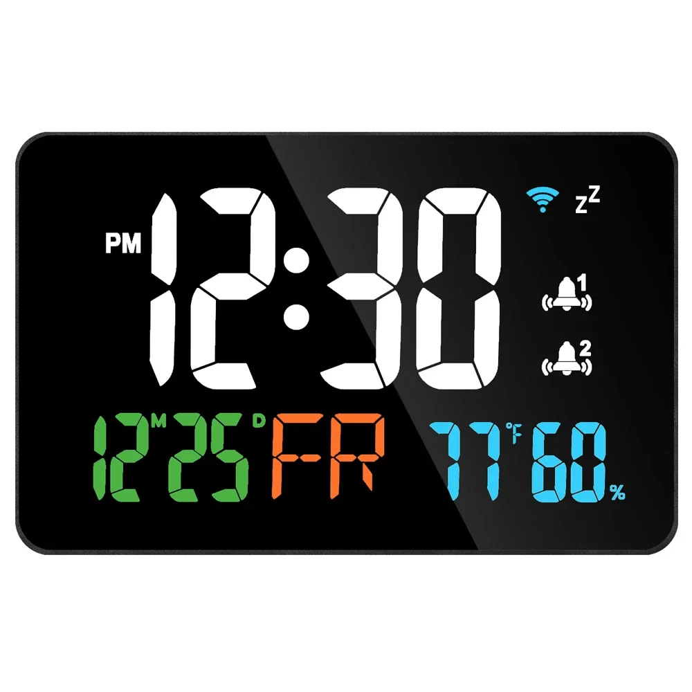 WiFi Digital LED Display Desktop Clock Calendar Intelligent Thermometer Hygrometer Support WIFI Auto-Calibration