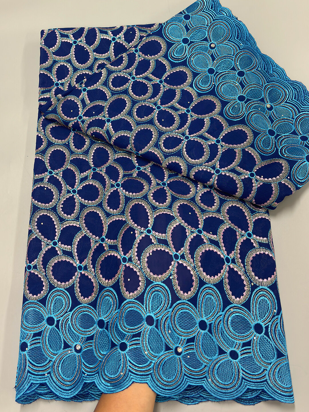 New Arrival African Cotton Lace Fabric 5 Yards 2025 High Quality Austria Nigerian Stones Cotton for Sewing Lace Women DIY Dress