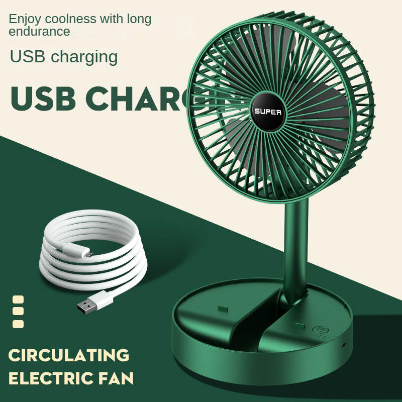 Quạt Tích Điện Mini Super Fan, Để Bàn Văn Phòng Gấp Gọn Có Thể Kéo Dài 3 Tốc Độ Gió Xoay 360 Độ Cổng sạc USB