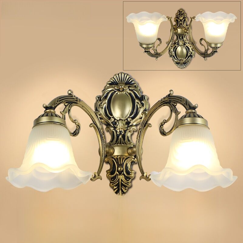 European Style Simple Bedside Wall Lamp Single Head Bedroom Corridor Lighting Fixture Alloy Glass Body Energy Saving LED Light
