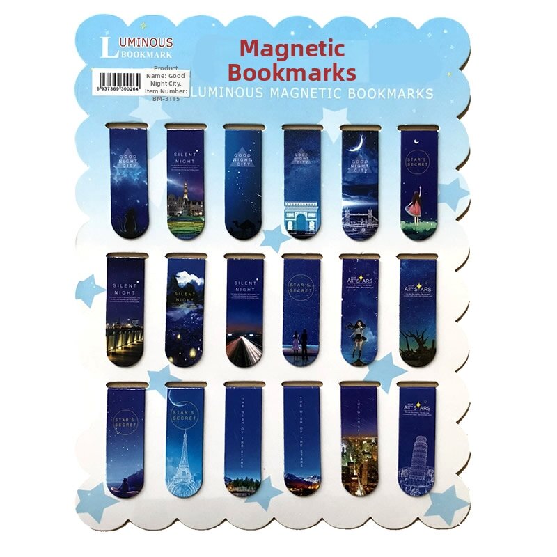 Sakura Magnetic Bookmarks Set of 18 Cute Cartoon Girls Simple Artistic Double-Sided Magnet Book Markers Student Study Supplies Gifts