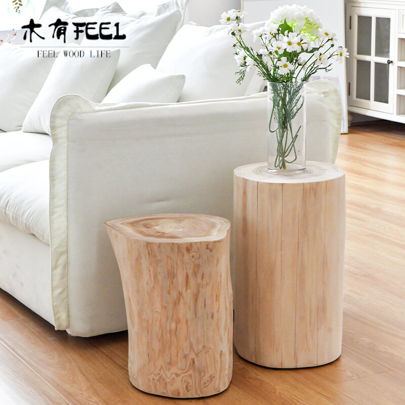 round light wood side table