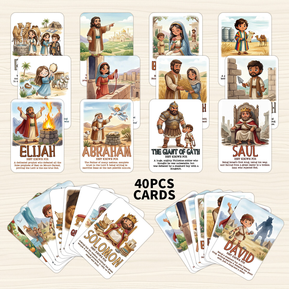 40pcs Bible Heroes Characters Cards For Sunday School Educational Stationery ToolFamily Spiritual Growth DevotionsBible Study