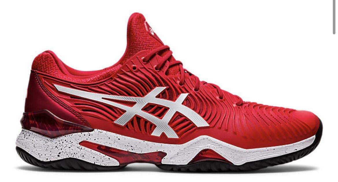 red asics tennis shoes