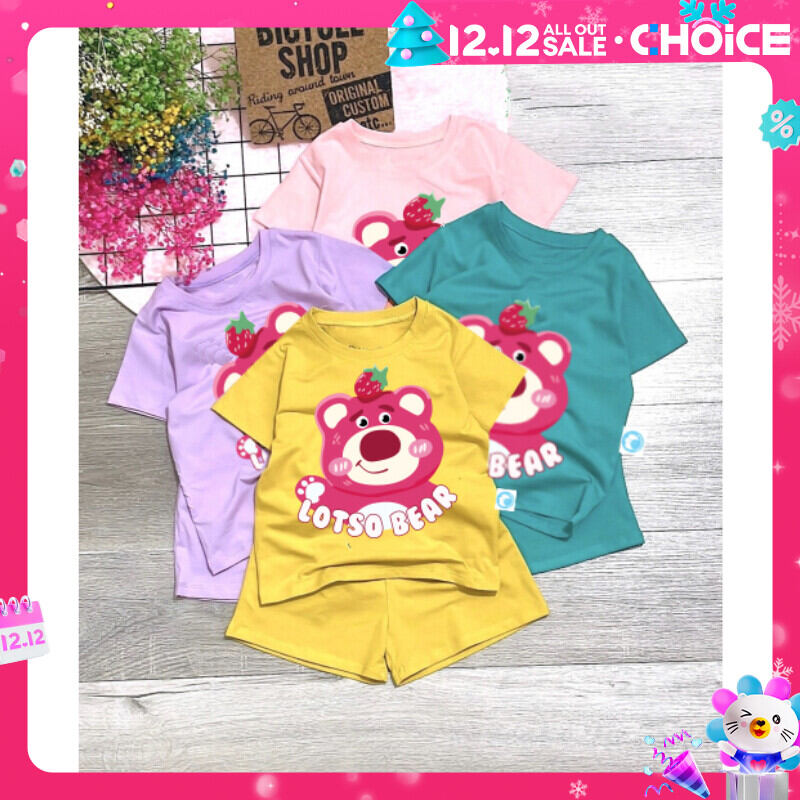 Bộ đồ bé gái-mẫu gấu dâu lotso bear DUI05 chất vải mát thấm hút mồ hôi-DUI05-HOANGNAMKIDS Thời trang trẻ em