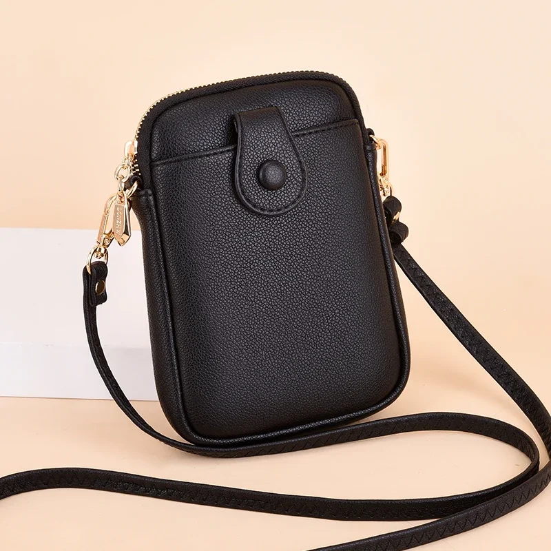 2021 New Style Mobile Phone Bag Korean-style Simple Versatile Shoulder Bag Female Fashion Trendy One-Shoulder Bag Embossed Leather Small Shoulder Bag