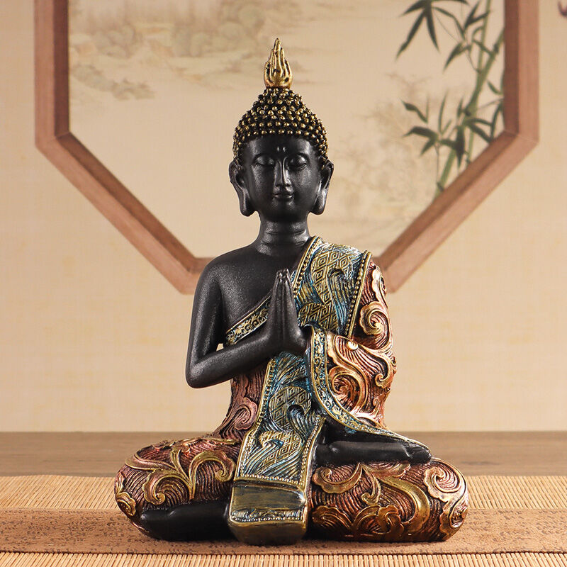 Exquisite Sitting Buddha Statue Sculpture Religious Artwork Craft Home Decor Piece Living Room Entrance HallOffice Ornament