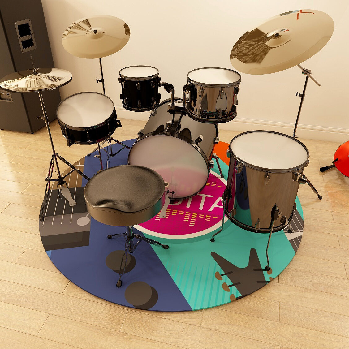 Piano Room Shelf Jazz Electronic Drum Floor Mat Guitar Piano Computer