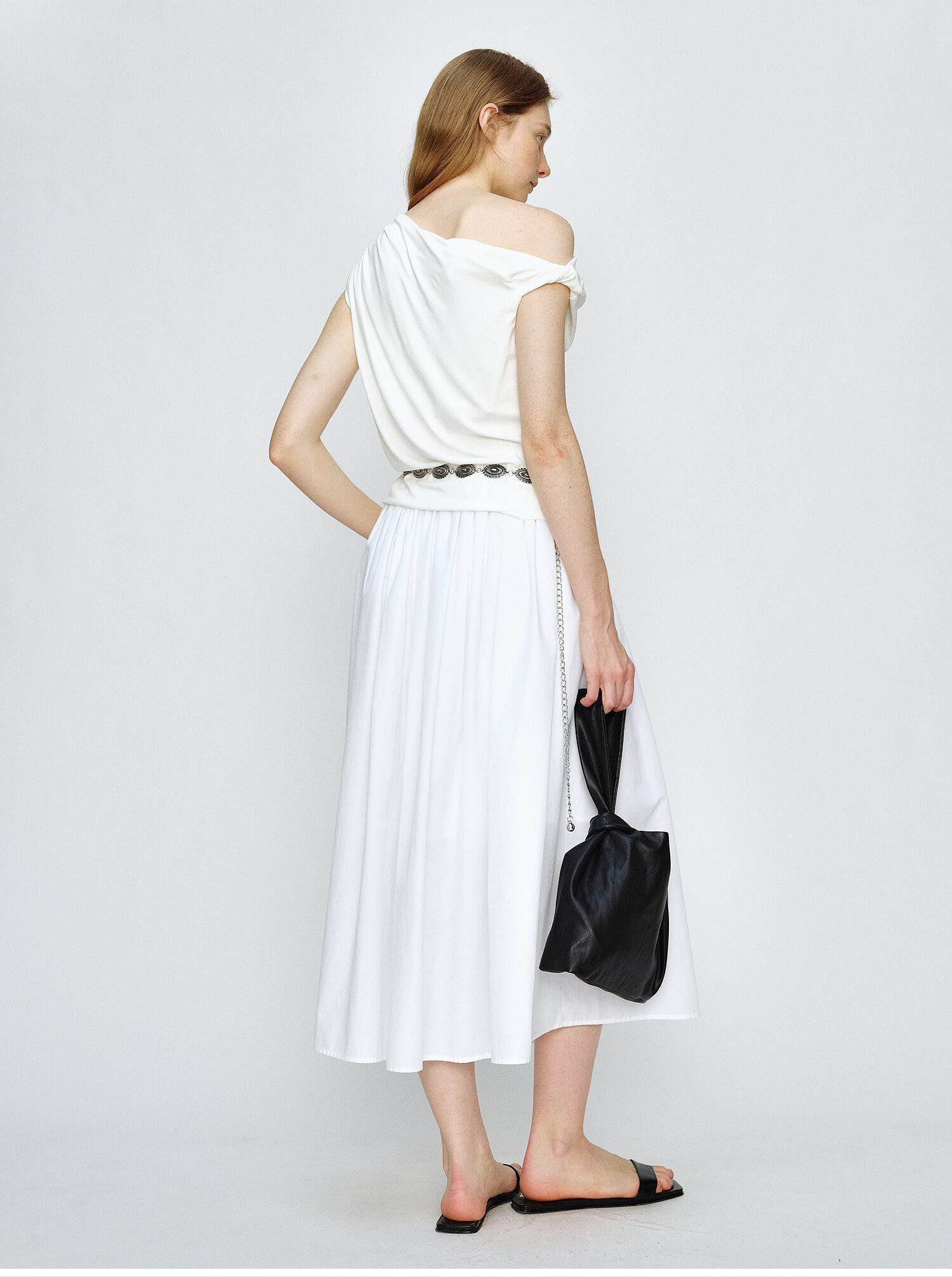 Marllen Yachting Shadow Luxury T-Shirt for Women Summer Wardrobe Essential Ruched Sleeveless Neckline Versatile Viscose Fiber