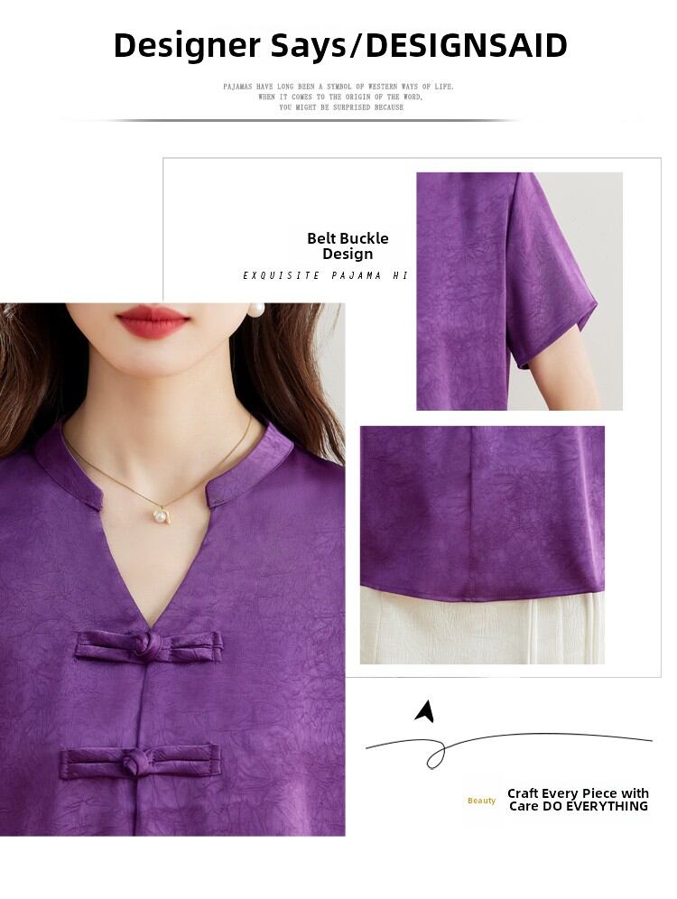 New Chinese Style Short Sleeve Shirt Women Summer 2025 New Fashion Black Embroidered Top Ladies Small Shirt Upper Body