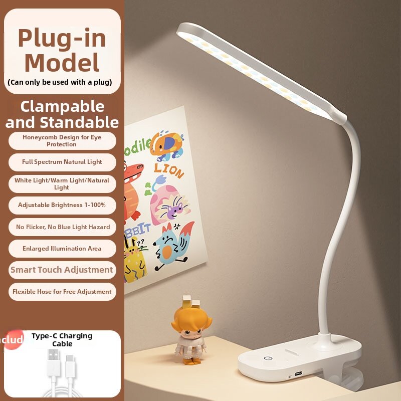 Clip-on LED Desk Lamp Bright Eyes Protection Reading