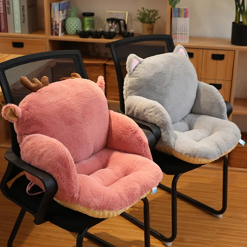 Rabbit Velvet Plush Pillow Office Waist Protecting Cushion Backrest Integrated Chair Cushion Sofa Cushion Lumbar Sedentary Seat