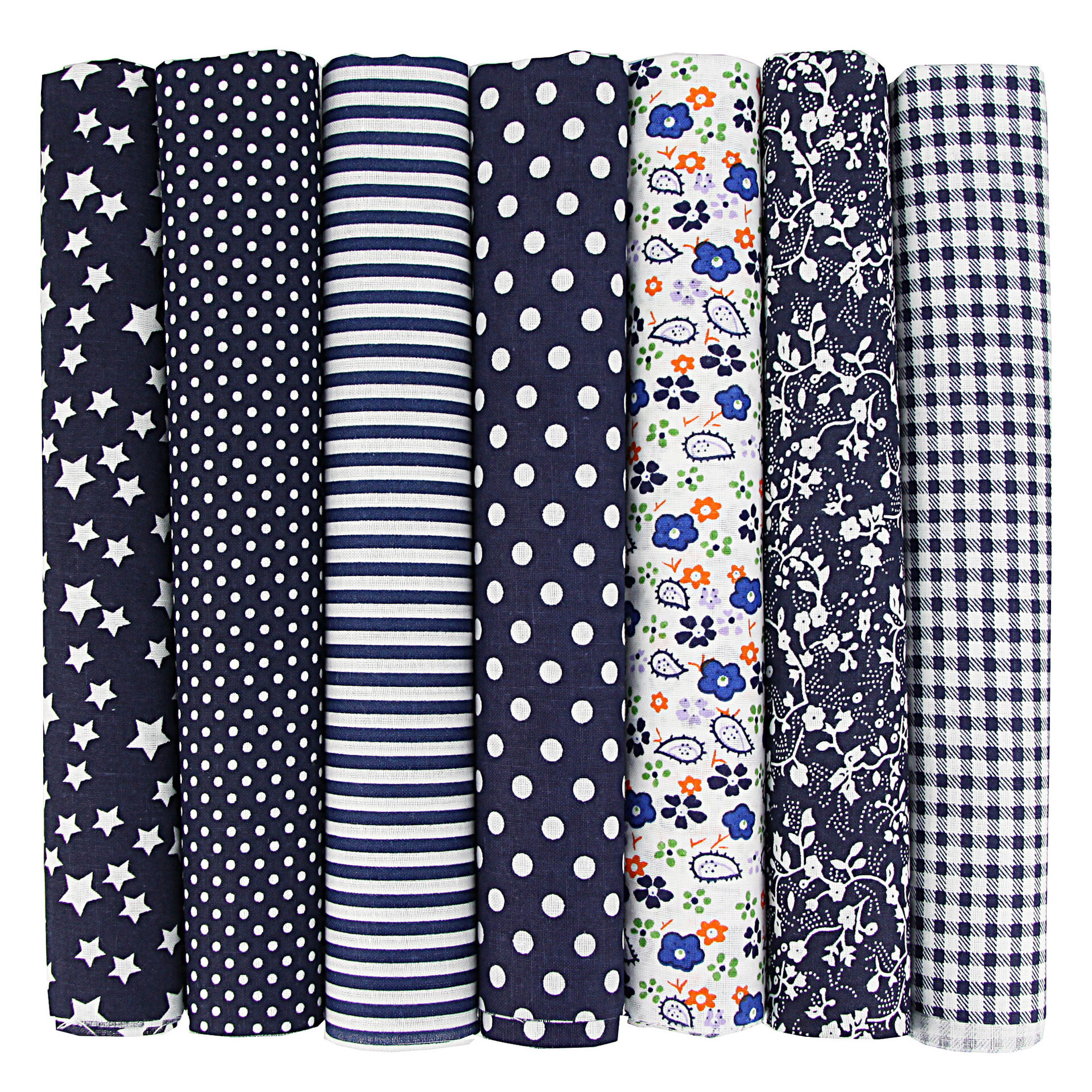 7Pcs Cotton Fabric DIY Making Supplies Quilting Patchwork Fabric Fat Quarter Bundles DIY for Quilting Patchwork