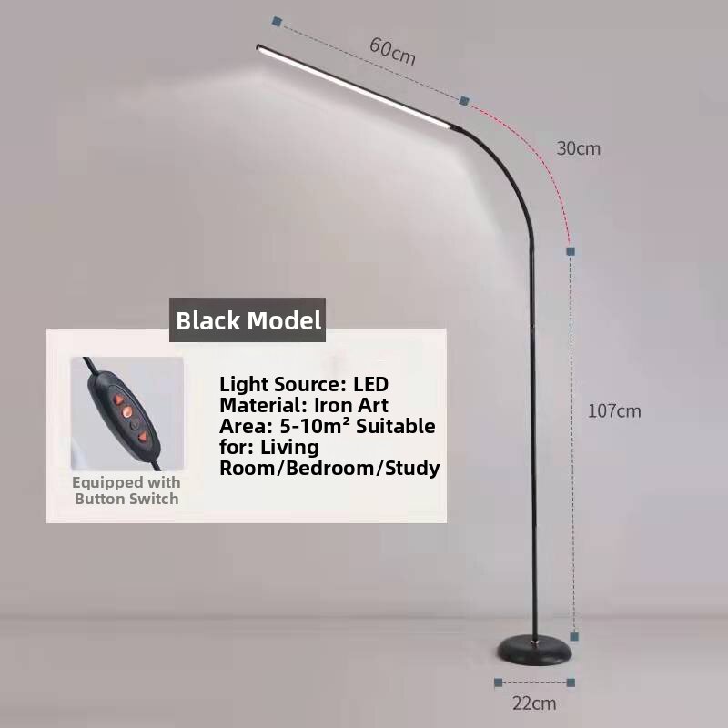 Ultra-Bright LED Floor Lamp Study Work Eye-Protection Atmosphere Light Living Room Bedroom Bedside Standing Desk Lamp