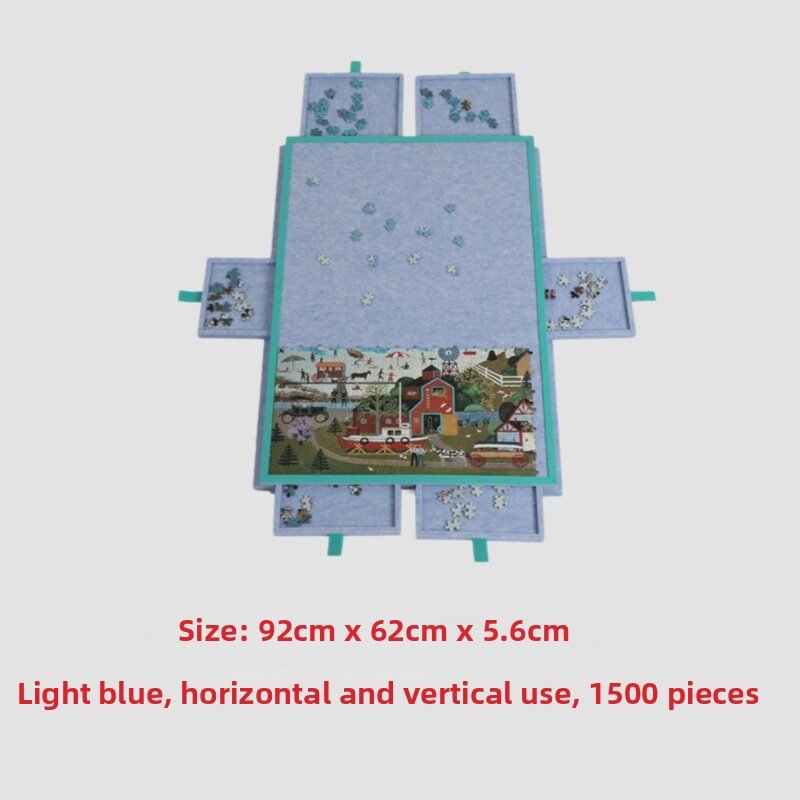 Portable Folding Grey Felt Puzzle Board 1000 Pieces with Stand Anti-slip Cork Board Educational Toy Display Poster Supplies