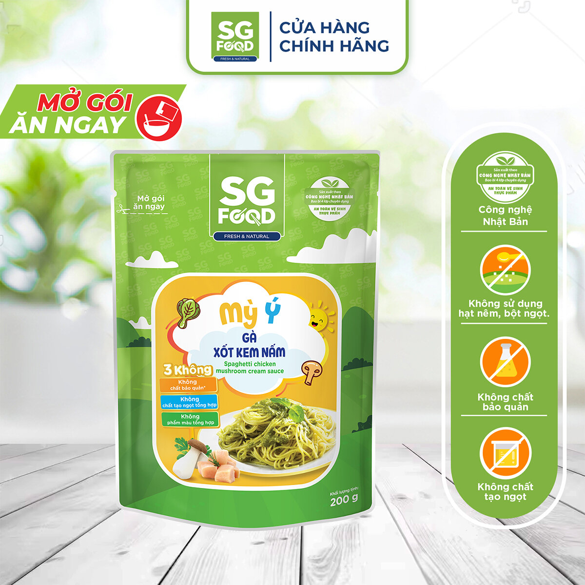 Mỳ Ý gà xốt kem nấm SG Food 200g