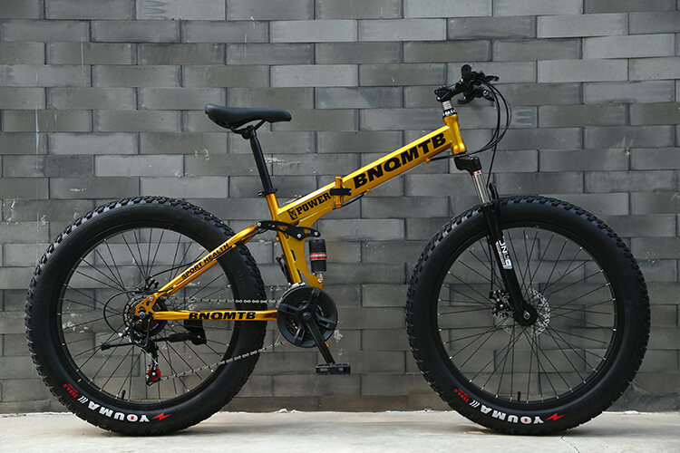 /26 Inch Folding Snow Bicycle Large Wheel Wide Tire Beach Double Shock