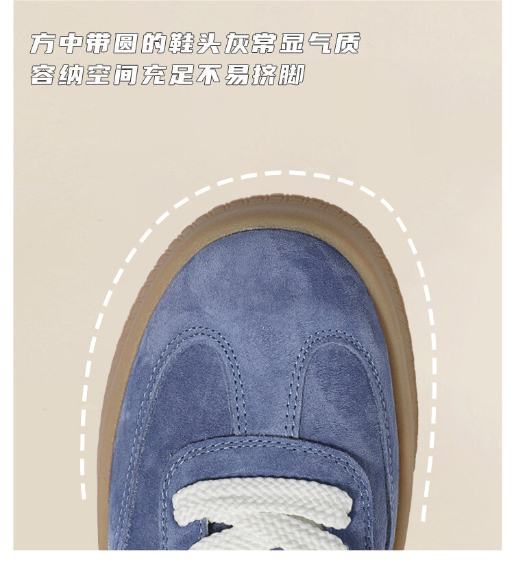 Yellow Genuine Leather Thick Bottom Deqin Shoes Women's Spring Style Casual All-Match Flat Heel Comfortable Sports Sneakers · v7