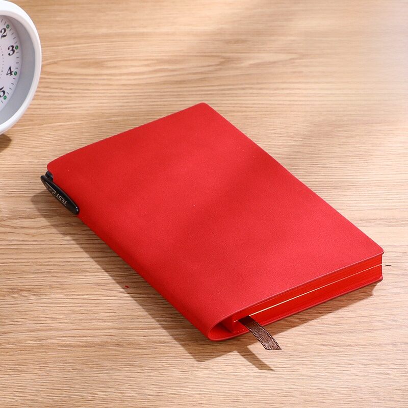 A6 Soft Leather Notebook Portable Pocket Size Memo Book with Pen Holder Simple Retro Artistic Premium Sheep Leather Diary Book for Postgraduate Exams College Class Reading Notes Copy Book