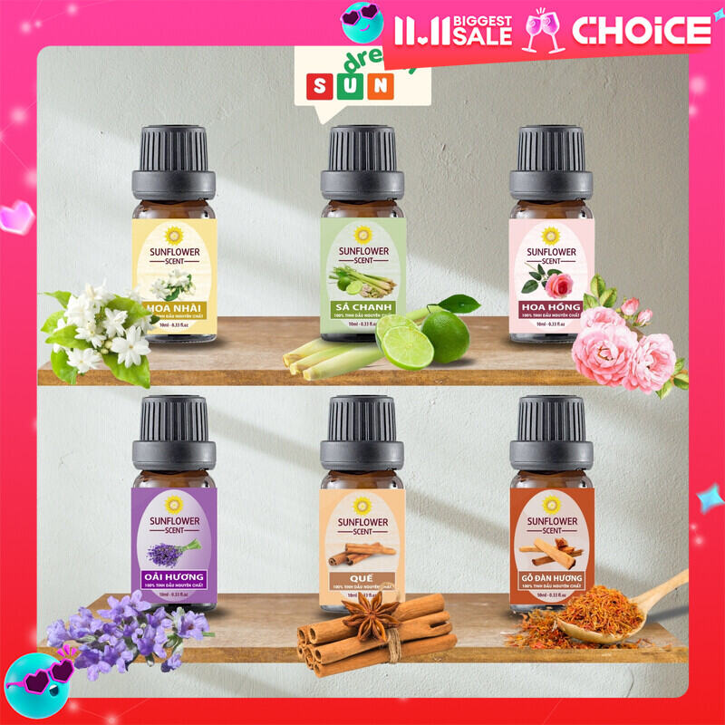 Tinh Dầu Nguyên Chất Thiên Nhiên SunFlower 10ml Khử Mùi, Làm Thơm Phòng, Hỗ Trợ Chăm Sóc Sức Khỏe Và Giảm Căng Thẳng Hiệu Quả