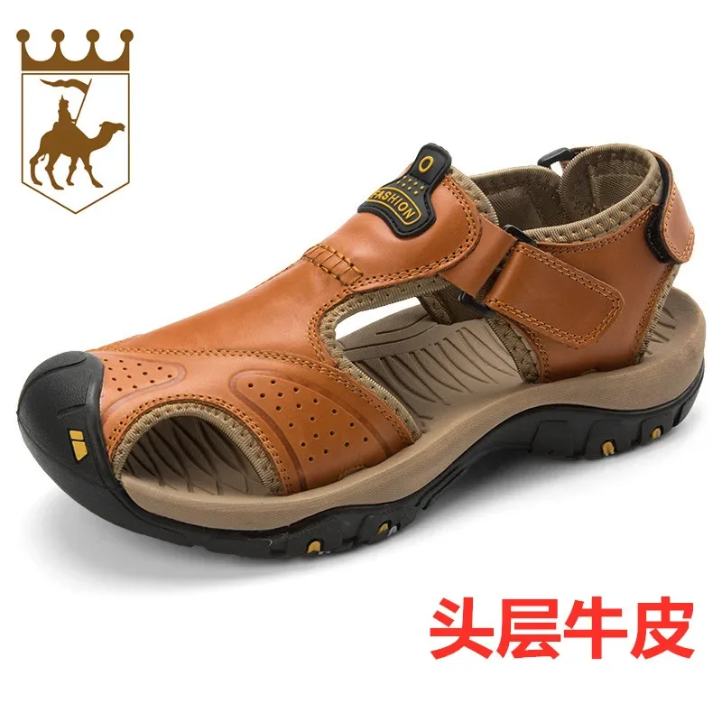 Xiaoyao Camel Sandals Men Trendy Youth New Leather Sports Leisure Beach Shoes Men Outdoor Closed-toe Sandals