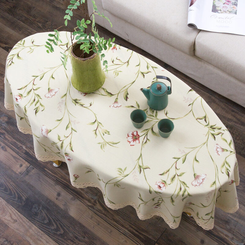 Oval Coffee Table Tablecloth American Small Floral Duck Egg Oval Cloth Tea Tablecloth Cover