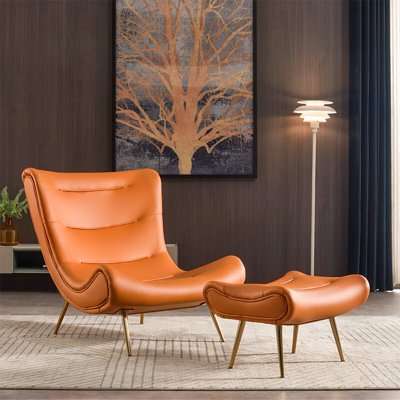 orange leather chair