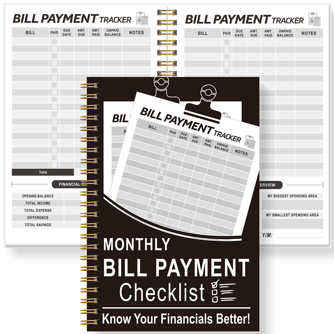 1PC Spiral Bound Monthly Budget Planner & Bill OrganizerTrack ExpensesDue DatesBill Payment TrackerNotebook with Checklist