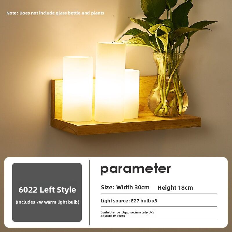XISHANGJIAXI | Creative Personalized Solid Wood Bedside Wall Lamp