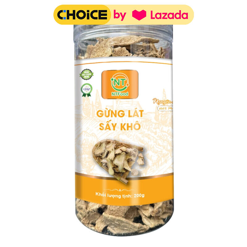 Gừng Khô Thái Lát cao cấp NTFood hũ 200gr - Nhất Tín Food