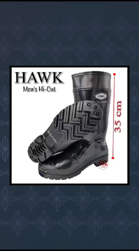 Hawk Mens Heavy-Duty High-Cut waterproof non-slip Black Color
