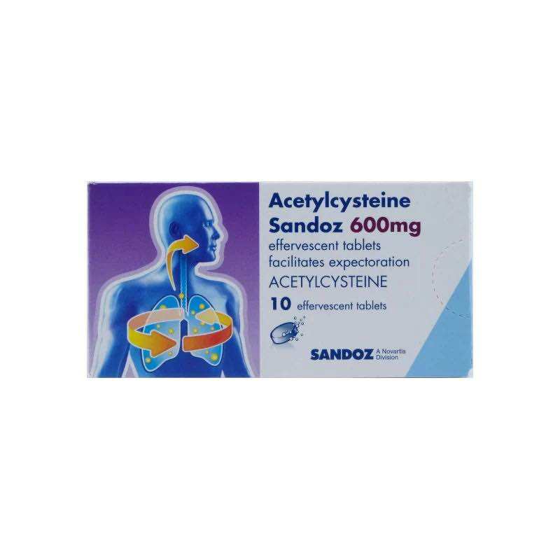[Twin Pack] Sandoz Acetylcysteine 600mg 10sX 2 Effervescent Tablets For Cough and Phlegm. 