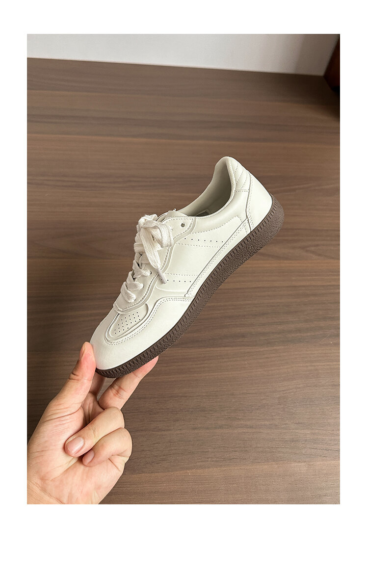Classic Genuine Leather Flat Bottom Sports Shoes Women's Casual Fashion Sneakers Easy to Wear Cross Buckle round Toe Rubber Sole · v8