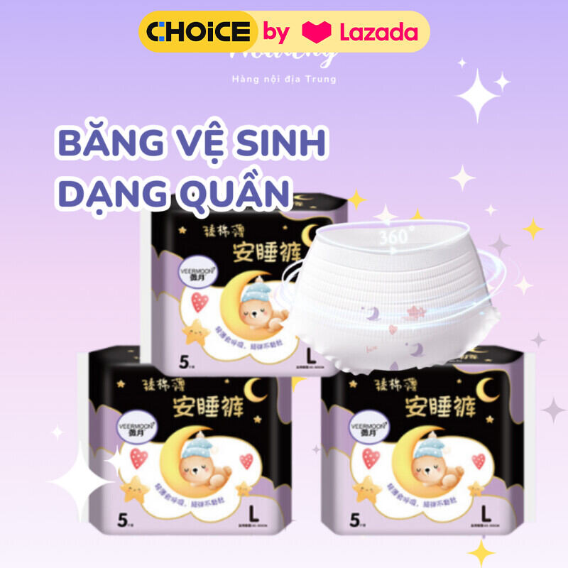 Băng vệ sinh dạng quần Veermoon chống tràn ban đêm size S/M/L/XL từ 35-105kg