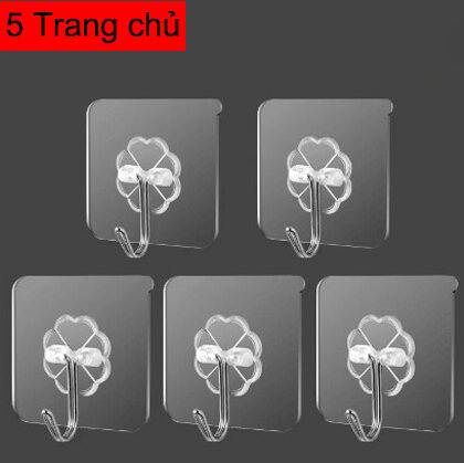 5pcs Hanger with strong adhesive, no punching, wall load-bearing and traceless adhesive. Hanger with transparent adhesive on the wall behind the kitchen door