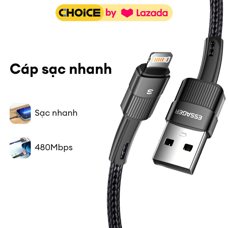 Essager Dây sạc 2.4A USB cho iPhone 14 13 12 11 8 7 6 Pro Max 12 XS XR Cáp sạc nhanh cho iPhone 8 7 SE USB Cáp chuyển đổi