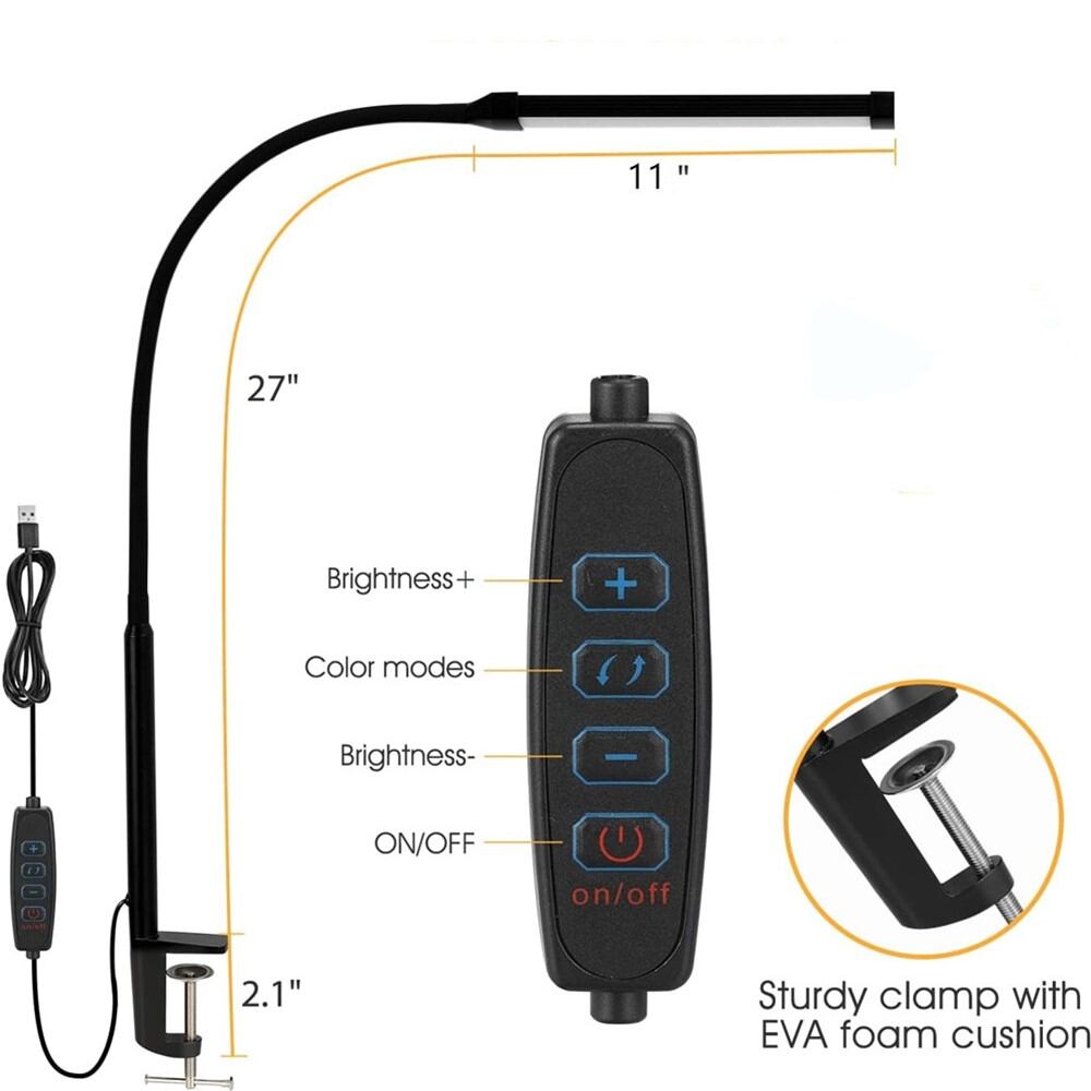 Double Head LED Clip Remote Control Desk Lamp Architect Table Lamp for Home Office Lighting 5 Color Modes and 5 Dimmable