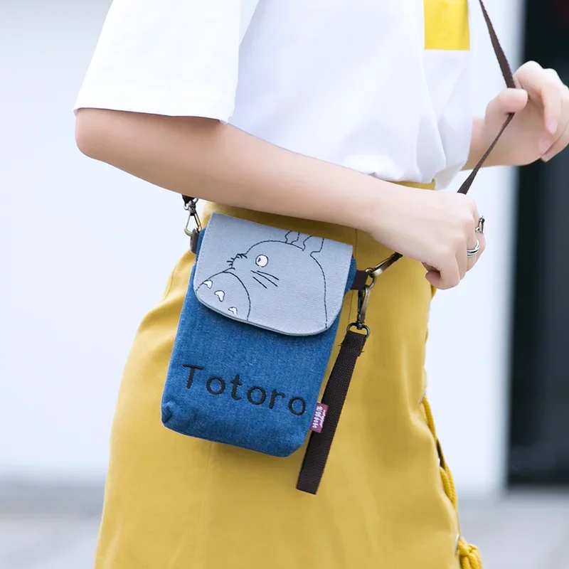 New Style Canvas Mobile Phone Bag Female Neck-Hanging Mobile Phone Bag Shoulder Bag Purse Female Vertical All-Matching Mini Small Bag