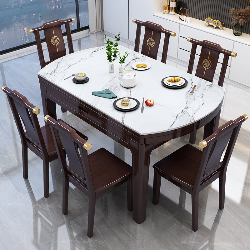 dining table with pebbles