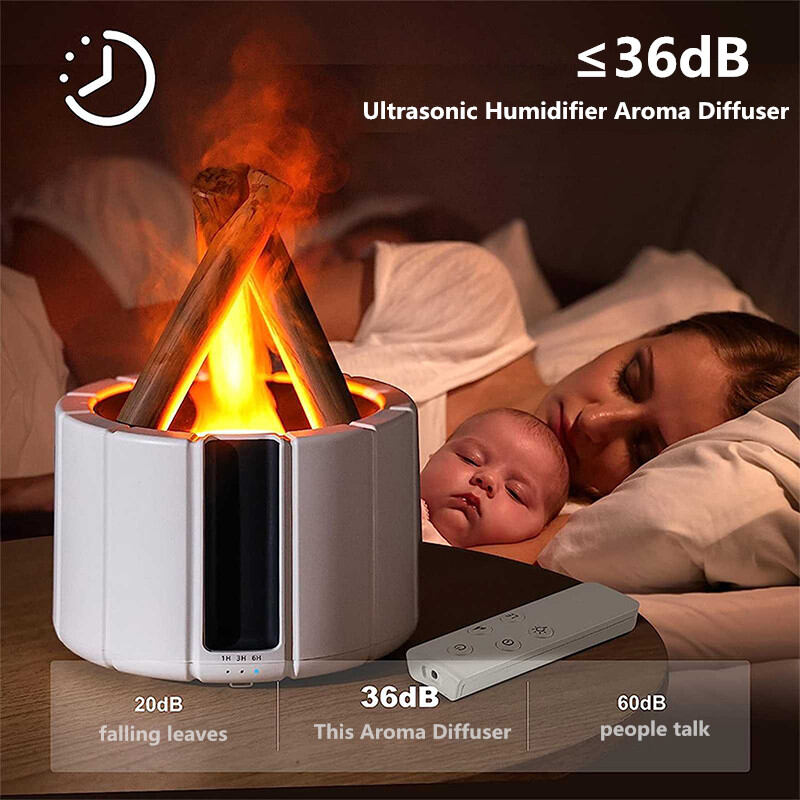 Lovaroma H9 Điều khiển từ xa USB Máy tạo độ ẩm không khí Máy khuếch tán hương thơm Máy phun sương siêu âm Ngọn lửa lửa trại Đèn xông hương tinh dầu nước hoa
