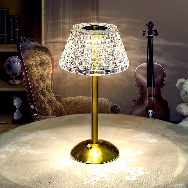 Nordic Crystal Table Lamp Touch Dimming Desk Lamp USB Rechargeable Night Light Coffee Bar Hotel Bedroom Decor Atmosphere Light